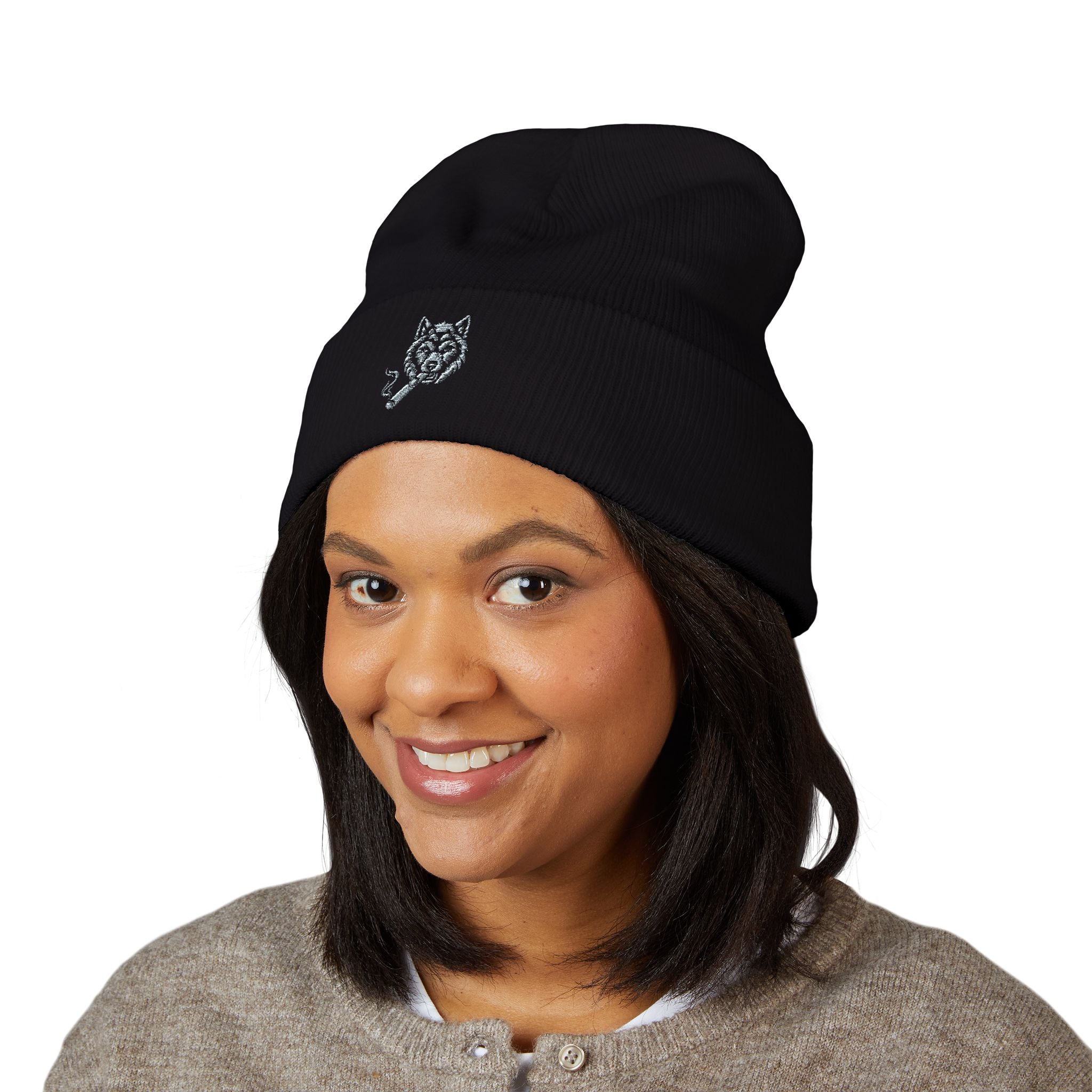 Black Beanie - Grey Wolf – MTS Cigar Company
