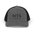 MTS Cigar Co. Embroidered Snapback Trucker Hat — Grey & White Mesh Cap